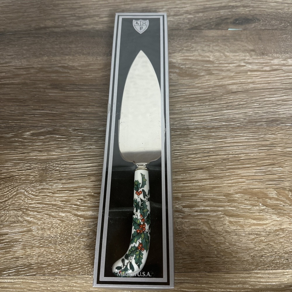 Sheffield England Cake Slicer Server Holly Design Christmas Holidays Wedding